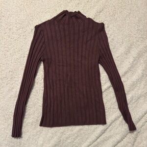 Abercrombie & Fitch Ribbed Knit Top in Dark Brown